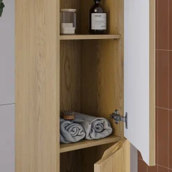 Garnero Arredamenti Mobile Bagno Sospeso-Mobile bagno sospeso cannettato 60cm con colonna rovere Pretty