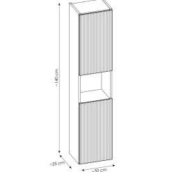 Garnero Arredamenti Mobile Bagno Sospeso-Mobile bagno sospeso cannettato 80cm con lavabo e colonna bianco rovere Cleany