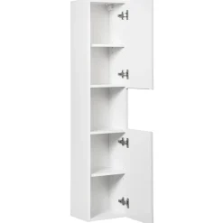 Garnero Arredamenti Mobile Bagno Sospeso-Mobile bagno sospeso cannettato 80cm con lavabo e colonna bianco rovere Cleany