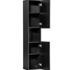 Garnero Arredamenti Mobile Bagno Sospeso-Mobile bagno sospeso cannettato 100cm con lavabo e colonna nero rovere Cleany