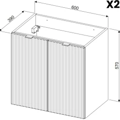 Garnero Arredamenti Mobile Bagno Sospeso-Mobile bagno sospeso cannettato 140cm 5 ante verde salvia rovere Greeny