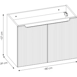 Garnero Arredamenti Mobile Bagno Sospeso-Mobile bagno sospeso cannettato 80cm con lavabo e colonna beige rovere Cleany