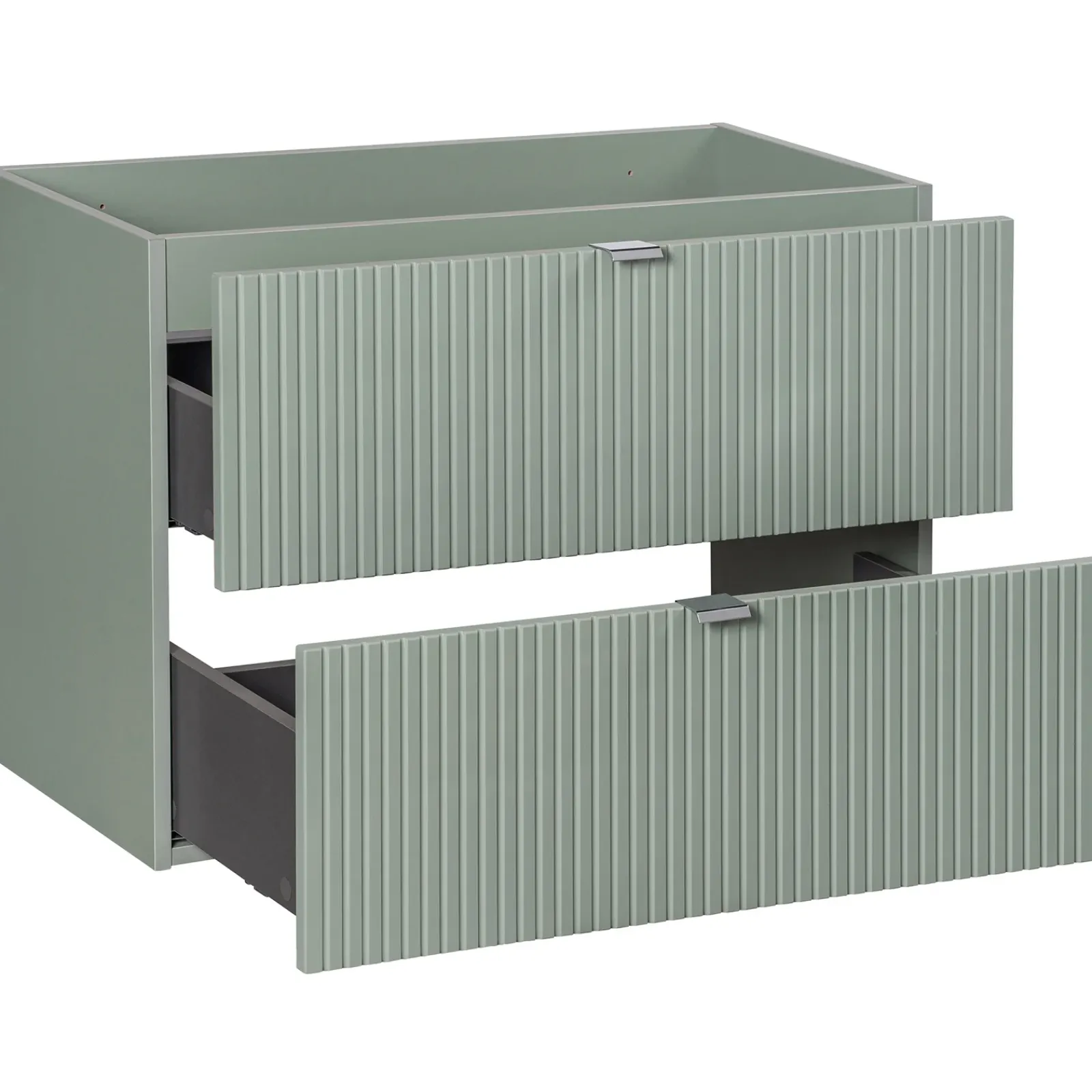 Garnero Arredamenti Mobile Bagno Sospeso-Mobile bagno sospeso cannettato 80cm con lavabo e colonna verde salvia rovere Greeny