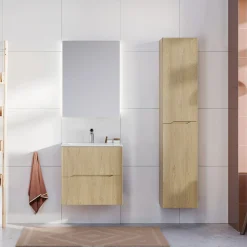 Garnero Arredamenti Mobile Bagno Sospeso-Mobile bagno sospeso cannettato 60cm con lavabo rovere Pretty