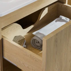 Garnero Arredamenti Mobile Bagno Sospeso-Mobile bagno sospeso cannettato 60cm con lavabo rovere Pretty