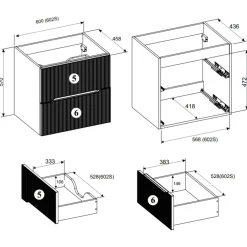 Garnero Arredamenti Mobile Bagno Sospeso-Mobile bagno sospeso cannettato 60cm con lavabo rovere Pretty