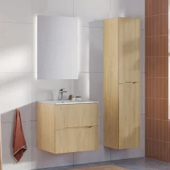 Garnero Arredamenti Mobile Bagno Sospeso-Mobile bagno sospeso cannettato 60cm con lavabo rovere Pretty