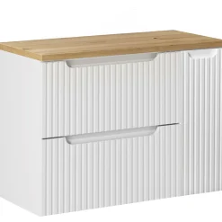 Garnero Arredamenti Mobile Bagno Sospeso-Mobile bagno sospeso cannettato 80cm bianco rovere Cleany