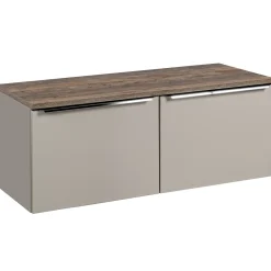 Garnero Arredamenti Mobile Bagno Sospeso-Mobile bagno sospeso 120cm 2 cassettoni e 2 cassetti attrezzati grigio quercia Serif
