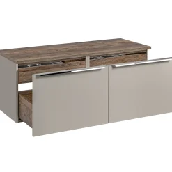 Garnero Arredamenti Mobile Bagno Sospeso-Mobile bagno sospeso 120cm 2 cassettoni e 2 cassetti attrezzati grigio quercia Serif