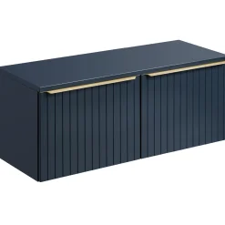 Garnero Arredamenti Mobile Bagno Sospeso-Mobile bagno sospeso 120cm 2 cassettoni e 2 cassetti attrezzati cannettato blu Deep