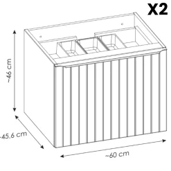 Garnero Arredamenti Mobile Bagno Sospeso-Mobile bagno sospeso 120cm 2 cassettoni e 2 cassetti attrezzati cannettato blu Deep