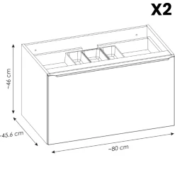 Garnero Arredamenti Mobile Bagno Sospeso-Mobile bagno sospeso 160cm 2 cassettoni e 2 cassetti attrezzati grigio quercia Serif