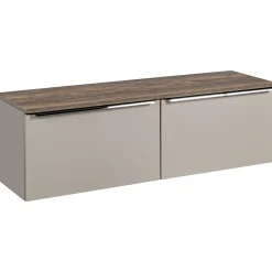 Garnero Arredamenti Mobile Bagno Sospeso-Mobile bagno sospeso 160cm 2 cassettoni e 2 cassetti attrezzati grigio quercia Serif