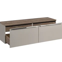 Garnero Arredamenti Mobile Bagno Sospeso-Mobile bagno sospeso 160cm 2 cassettoni e 2 cassetti attrezzati grigio quercia Serif