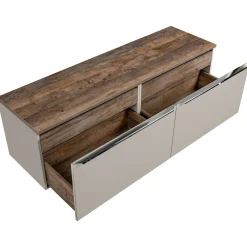 Garnero Arredamenti Mobile Bagno Sospeso-Mobile bagno sospeso 160cm 2 cassettoni e 2 cassetti attrezzati grigio quercia Serif