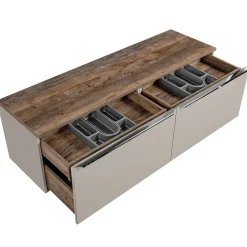 Garnero Arredamenti Mobile Bagno Sospeso-Mobile bagno sospeso 160cm 2 cassettoni e 2 cassetti attrezzati grigio quercia Serif