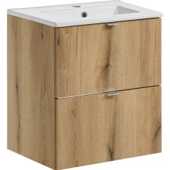 Garnero Arredamenti Mobile Bagno Sospeso-Mobile bagno sospeso 50cm 2 cassetti con lavabo rovere Rovery