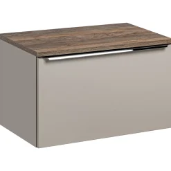 Garnero Arredamenti Mobile Bagno Sospeso-Mobile bagno sospeso 80cm 1 cassettone e 1 cassetto attrezzato grigio quercia Serif