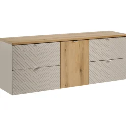 Garnero Arredamenti Mobile Bagno Sospeso-Mobile bagno sospeso 160cm 4 cassetti e portabiancheria beige cashmere Neutry