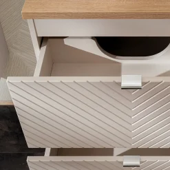 Garnero Arredamenti Mobile Bagno Sospeso-Mobile bagno sospeso 160cm 4 cassetti e portabiancheria beige cashmere Neutry