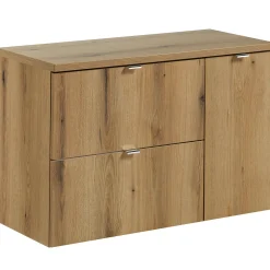 Garnero Arredamenti Mobile Bagno Sospeso-Mobile bagno sospeso 90cm 2 cassetti 1 anta Rovery Rovere