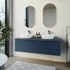 Garnero Arredamenti Mobile Bagno Sospeso-Mobile bagno sospeso 160cm 2 cassettoni e 2 cassetti attrezzati cannettato blu Deep