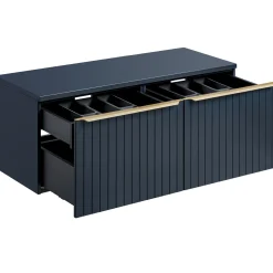 Garnero Arredamenti Mobile Bagno Sospeso-Mobile bagno sospeso 160cm 2 cassettoni e 2 cassetti attrezzati cannettato blu Deep