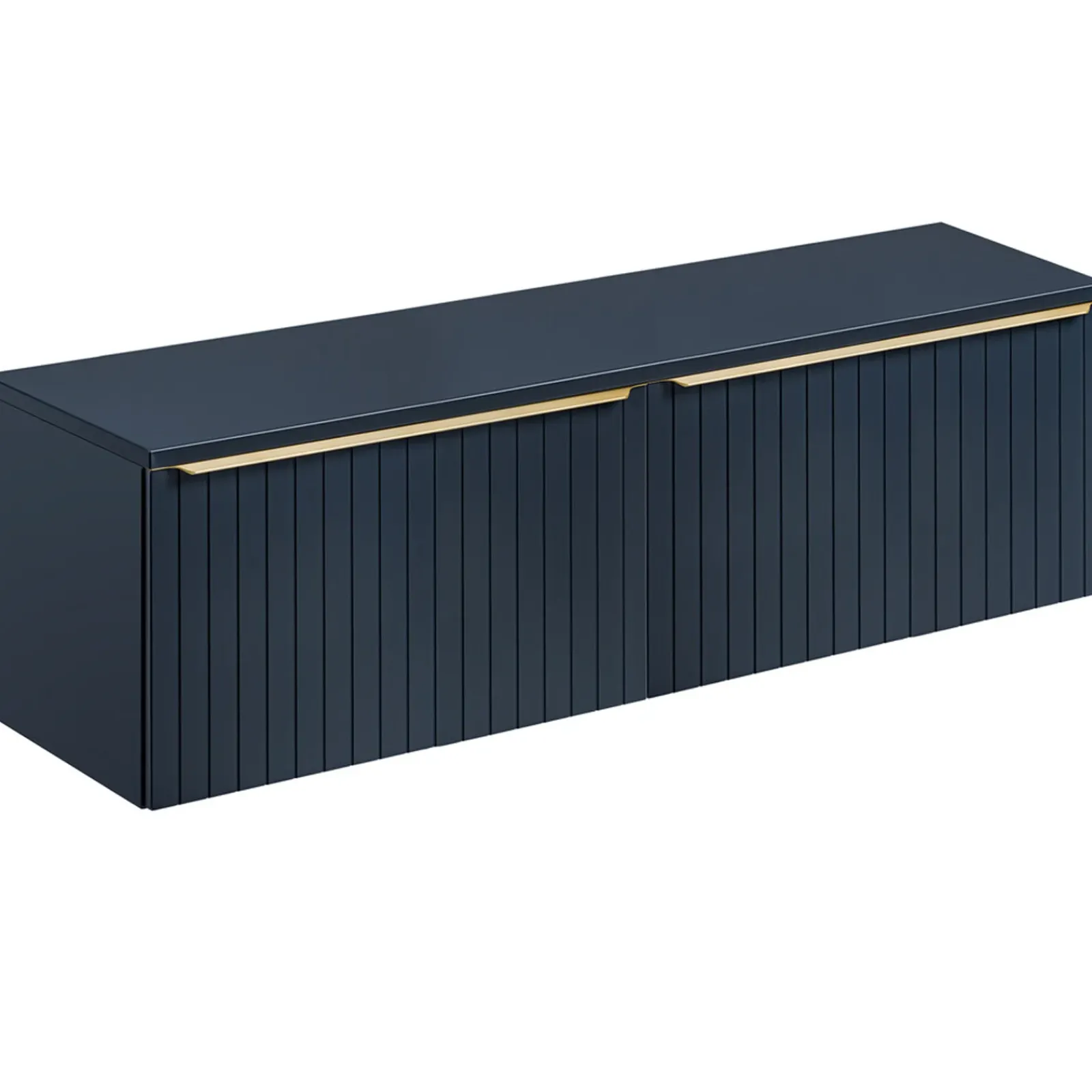 Garnero Arredamenti Mobile Bagno Sospeso-Mobile bagno sospeso 160cm 2 cassettoni e 2 cassetti attrezzati cannettato blu Deep