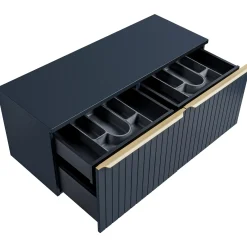 Garnero Arredamenti Mobile Bagno Sospeso-Mobile bagno sospeso 160cm 2 cassettoni e 2 cassetti attrezzati cannettato blu Deep