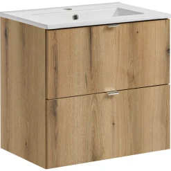 Garnero Arredamenti Mobile Bagno Sospeso-Mobile bagno sospeso 60cm 2 cassetti con lavabo rovere Rovery