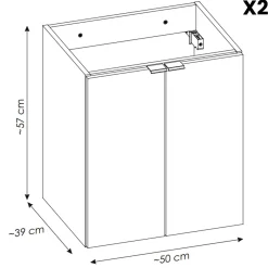 Garnero Arredamenti Mobile Bagno Sospeso-Mobile bagno sospeso 100cm 4 ante rovere nero Rovery Rovere - Nero