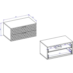 Garnero Arredamenti Mobile Bagno Sospeso-Mobile bagno sospeso 82cm 2 cassetti nero frontali noce decorati Silvy