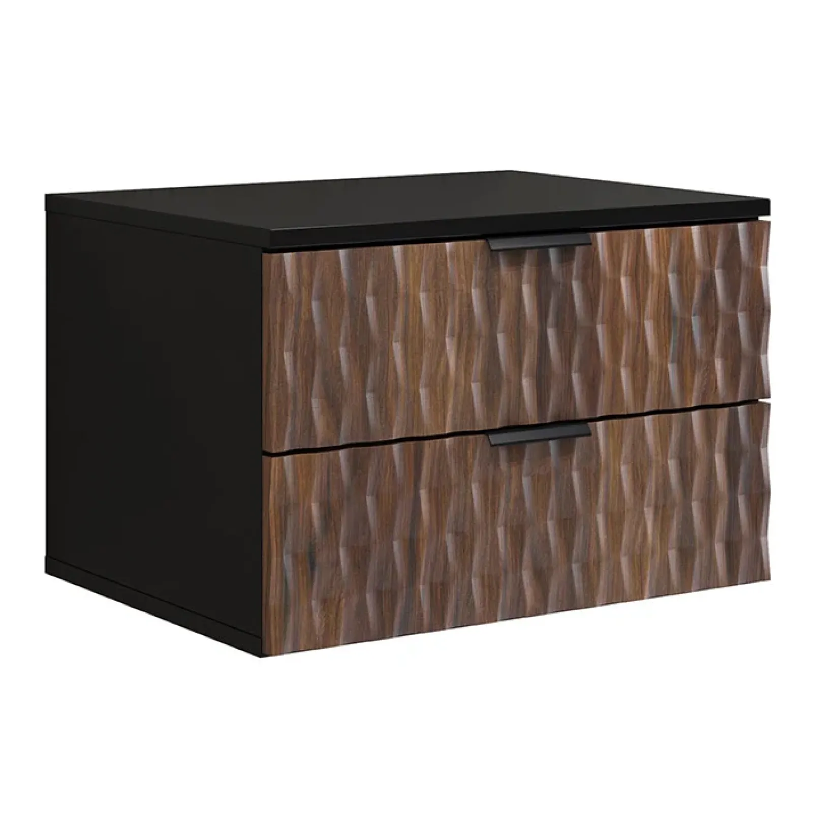 Garnero Arredamenti Mobile Bagno Sospeso-Mobile bagno sospeso 64cm 2 cassetti nero frontali noce decorati Silvy