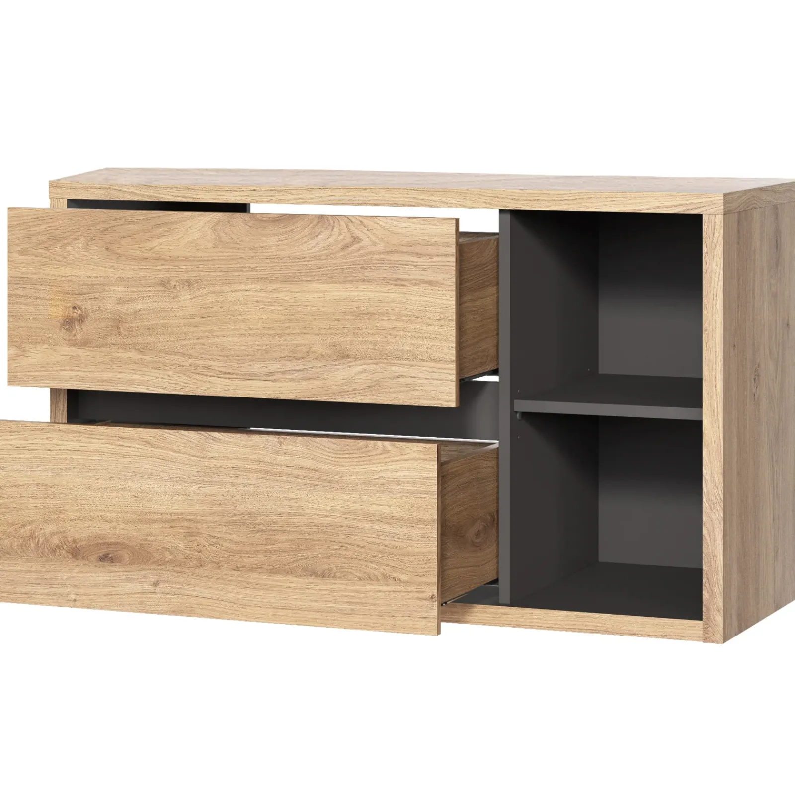 Garnero Arredamenti Mobile Bagno Sospeso-Mobile bagno sospeso 100cm 2 cassetti rovere antracite Veny