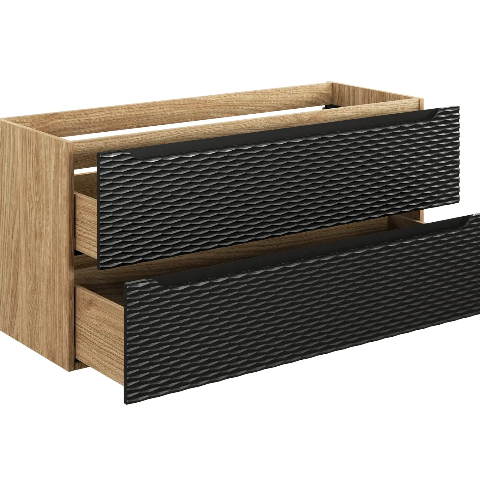 Garnero Arredamenti Mobile Bagno Sospeso-Mobile bagno sospeso 120cm 2 cassetti nero rovere Swim Nero - Rovere