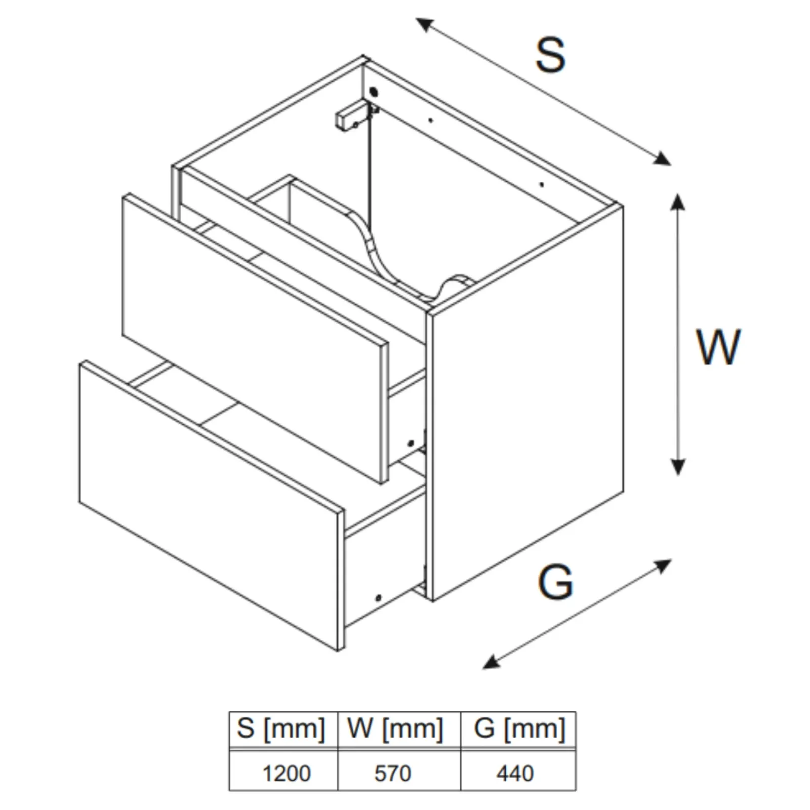 Garnero Arredamenti Mobile Bagno Sospeso-Mobile bagno sospeso 120cm 2 cassetti nero rovere Swim Nero - Rovere
