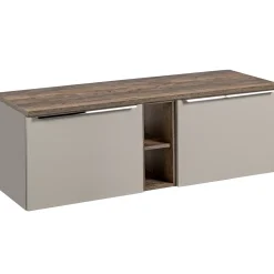 Garnero Arredamenti Mobile Bagno Sospeso-Mobile bagno sospeso 140cm 2 cassettoni e 2 cassetti attrezzati e 2 vani grigio quercia Serif Grigio - Quercia
