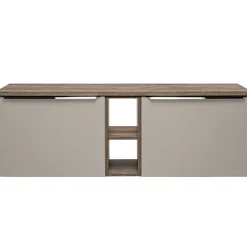 Garnero Arredamenti Mobile Bagno Sospeso-Mobile bagno sospeso 140cm 2 cassettoni e 2 cassetti attrezzati e 2 vani grigio quercia Serif Grigio - Quercia