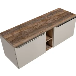 Garnero Arredamenti Mobile Bagno Sospeso-Mobile bagno sospeso 140cm 2 cassettoni e 2 cassetti attrezzati e 2 vani grigio quercia Serif Grigio - Quercia