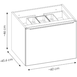 Garnero Arredamenti Mobile Bagno Sospeso-Mobile bagno sospeso 80cm 1 cassettone e 1 cassetto attrezzato e 2 vani nero Serif