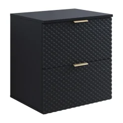 Garnero Arredamenti Mobile Bagno Sospeso-Mobile bagno sospeso 61cm 2 cassetti nero frontali decorati Konny Nero Lucido - Nero opaco