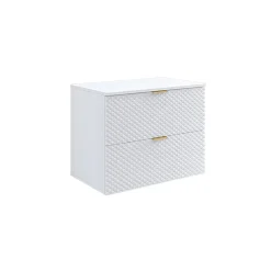 Garnero Arredamenti Mobile Bagno Sospeso-Mobile bagno sospeso 81cm 2 cassetti bianco frontali decorati Konny Bianco Lucido - Bianco opaco