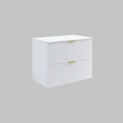 Garnero Arredamenti Mobile Bagno Sospeso-Mobile bagno sospeso 81cm 2 cassetti bianco frontali decorati Konny Bianco Lucido - Bianco opaco