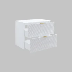 Garnero Arredamenti Mobile Bagno Sospeso-Mobile bagno sospeso 81cm 2 cassetti bianco frontali decorati Konny Bianco Lucido - Bianco opaco