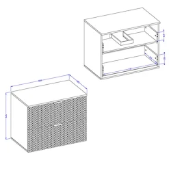 Garnero Arredamenti Mobile Bagno Sospeso-Mobile bagno sospeso 81cm 2 cassetti bianco frontali decorati Konny Bianco Lucido - Bianco opaco