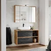 Garnero Arredamenti Mobile Bagno Sospeso-Mobile bagno sospeso 100cm 2 cassetti rovere antracite Stony