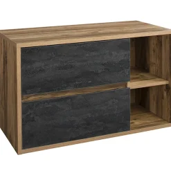 Garnero Arredamenti Mobile Bagno Sospeso-Mobile bagno sospeso 100cm 2 cassetti rovere antracite Stony