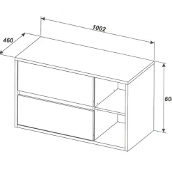 Garnero Arredamenti Mobile Bagno Sospeso-Mobile bagno sospeso 100cm 2 cassetti rovere antracite Stony