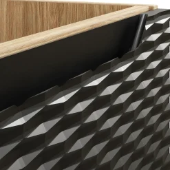 Garnero Arredamenti Mobile Bagno Sospeso-Mobile bagno sospeso 90cm 3 ante nero rovere Swim Nero - Rovere